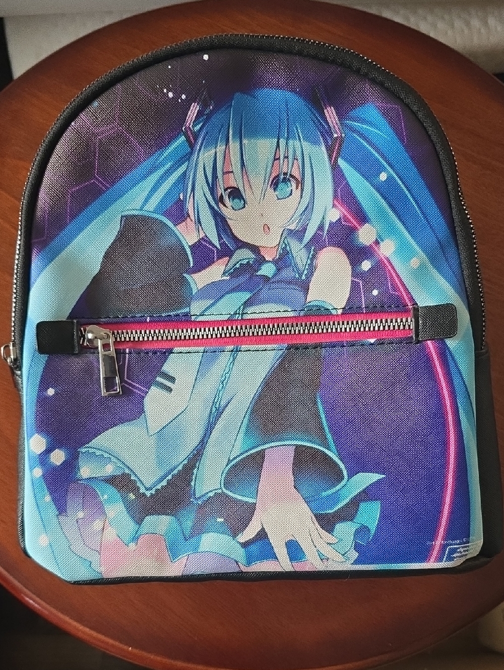 Bioworld Hatsune Miku Black Mini Backpack with Teal & Pink Accents